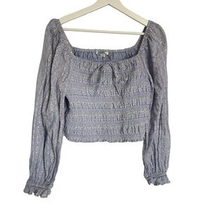 American Eagle Outfitters Blue Smocked Blouse